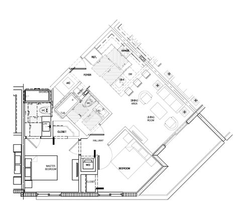 Floor plan for 2 beds, 2 baths, 902 sqft
